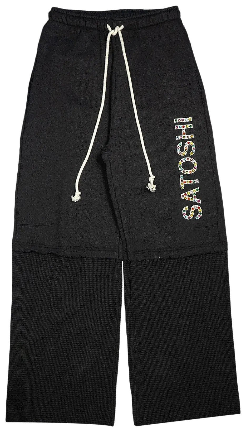 Satoshi Nakamoto Double Layer Studded Sweatpants Black