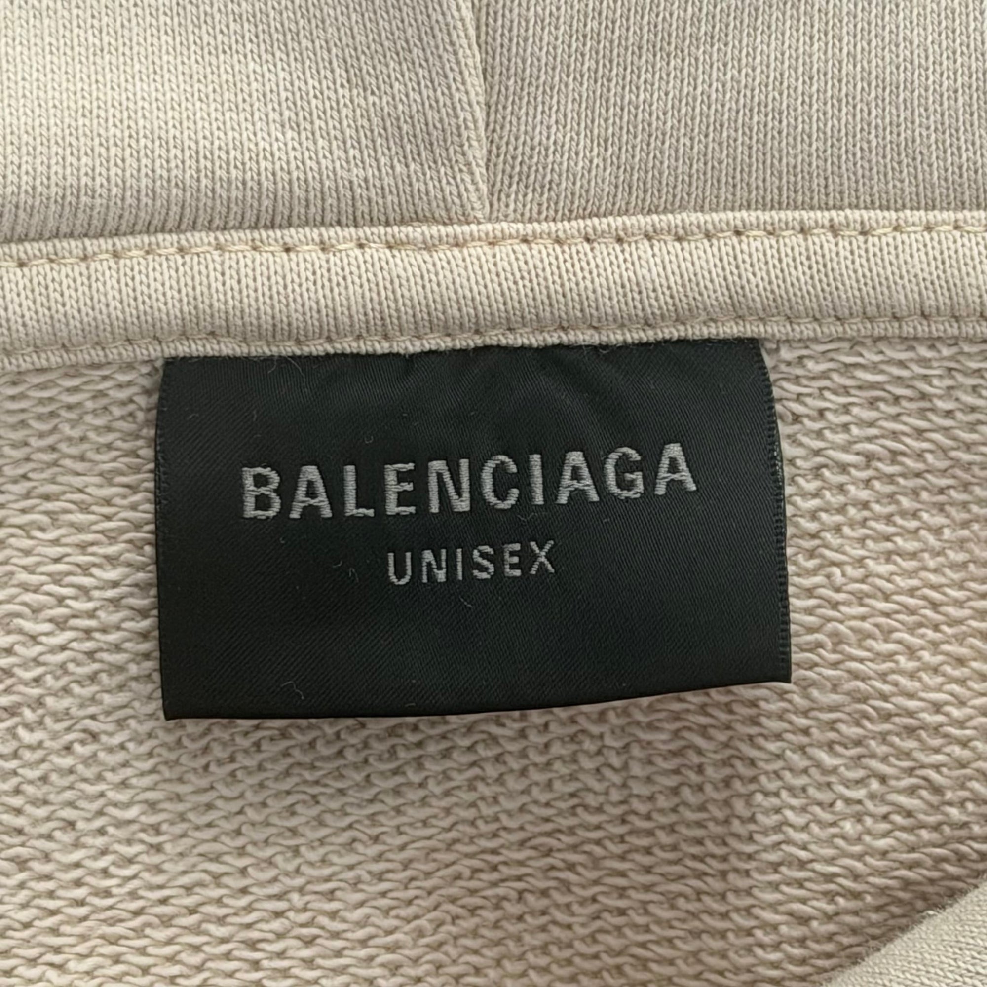 Balenciaga Metal BB Stencil Zip Up Hoodie Beige