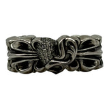 Chrome Hearts Diamond Floral Heart Ring Silver