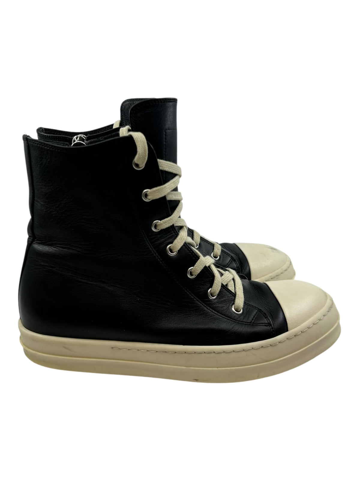 Rick Owens Ramones Leather High Top Black Cream