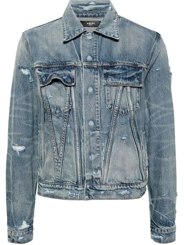 AMIRI Distressed Denim Trucker Jacket