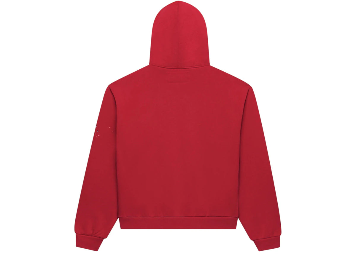 Sp5der Angel Number Zip Hoodie Merlot