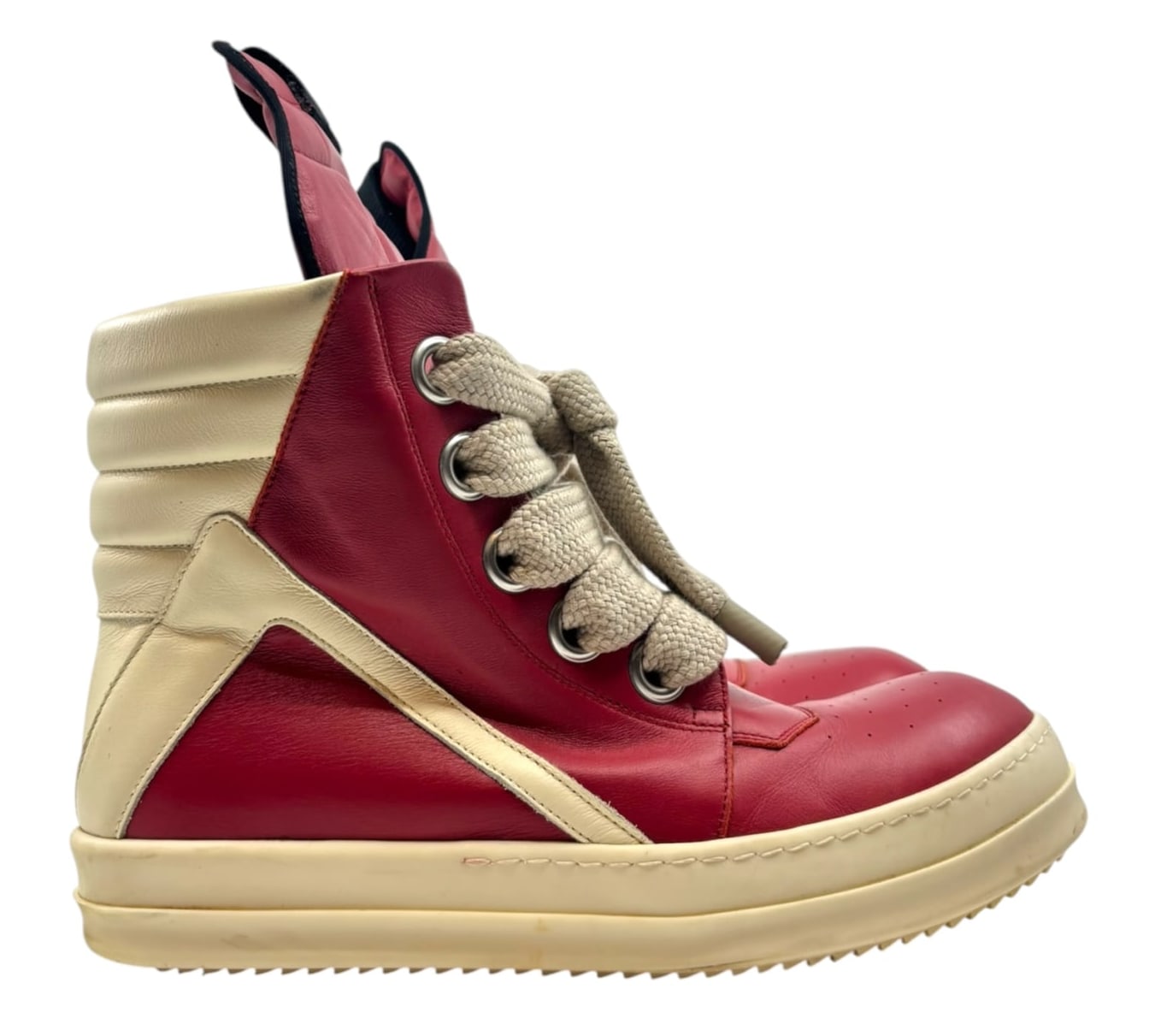 Rick Owens Geobasket Jumbo Lace High Carnelian Milk No Insole