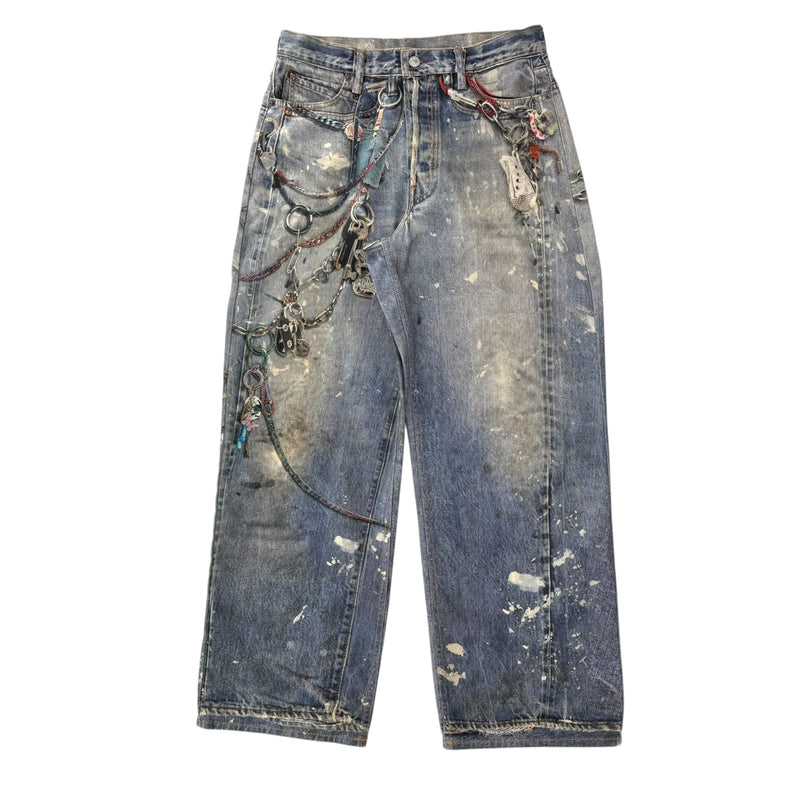 Acne Studios Vintage Chain Detail Loose Jeans Blue