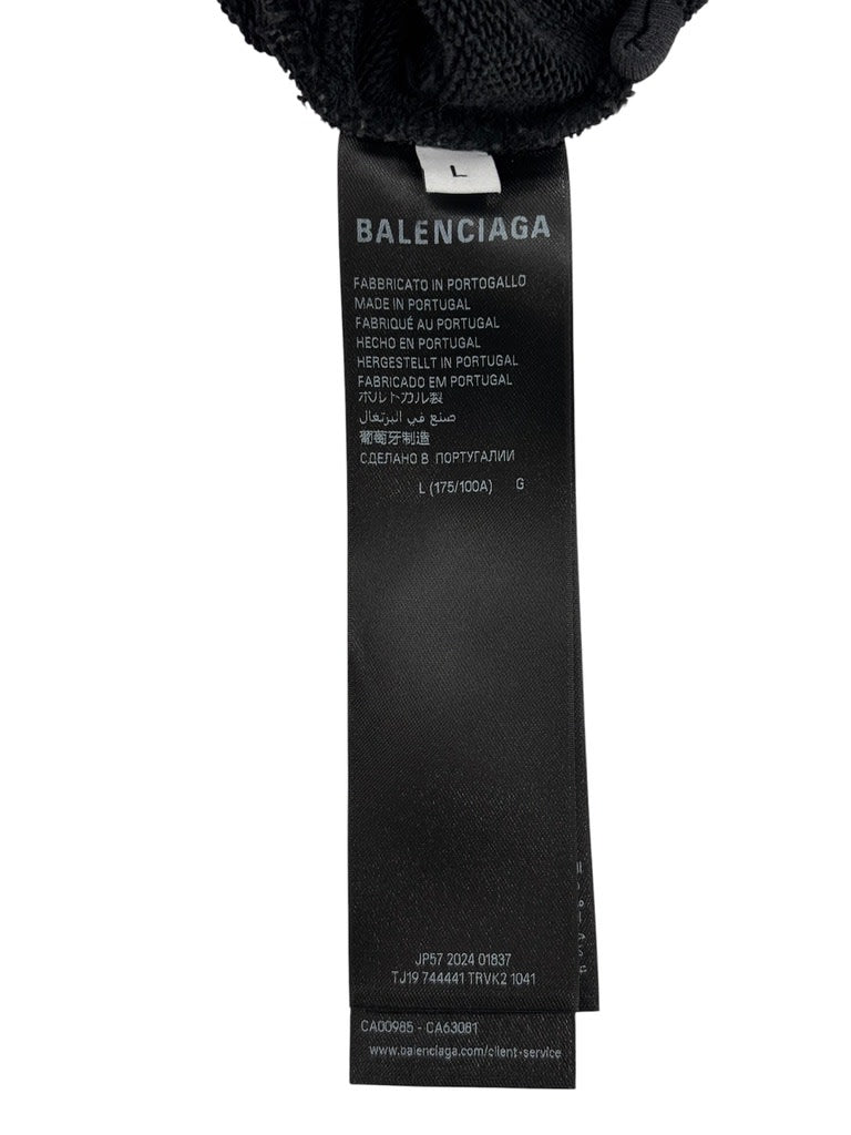 Balenciaga Ripped Pocket Hoodie Washed Black