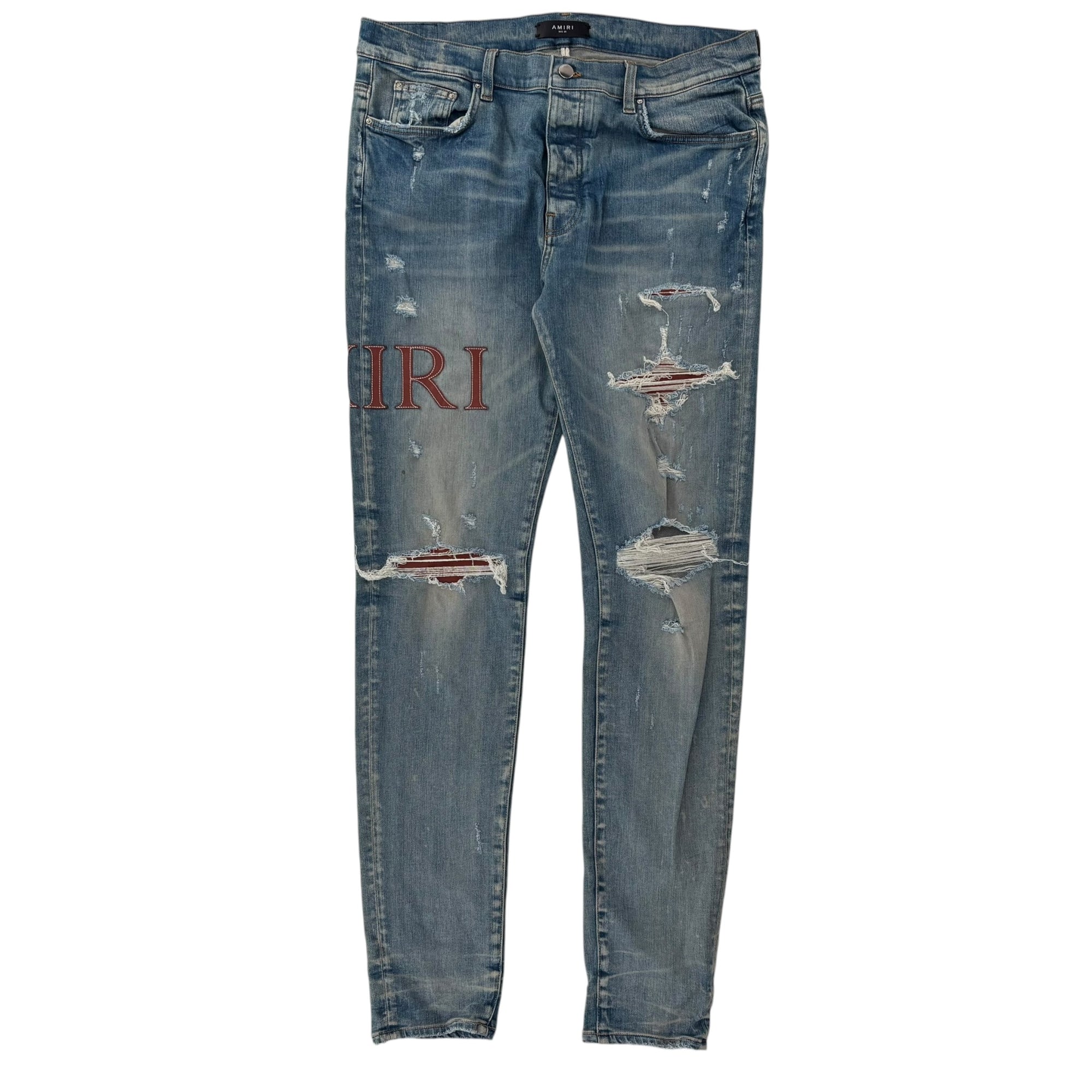 Amiri Logo Patch Ribbed Denim Brown