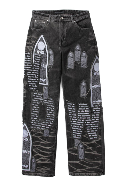 Who Decides War Motif Jeans "Grey"
