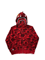 BAPE Color Camo Shark Wide Full Zip Double Hoodie Red