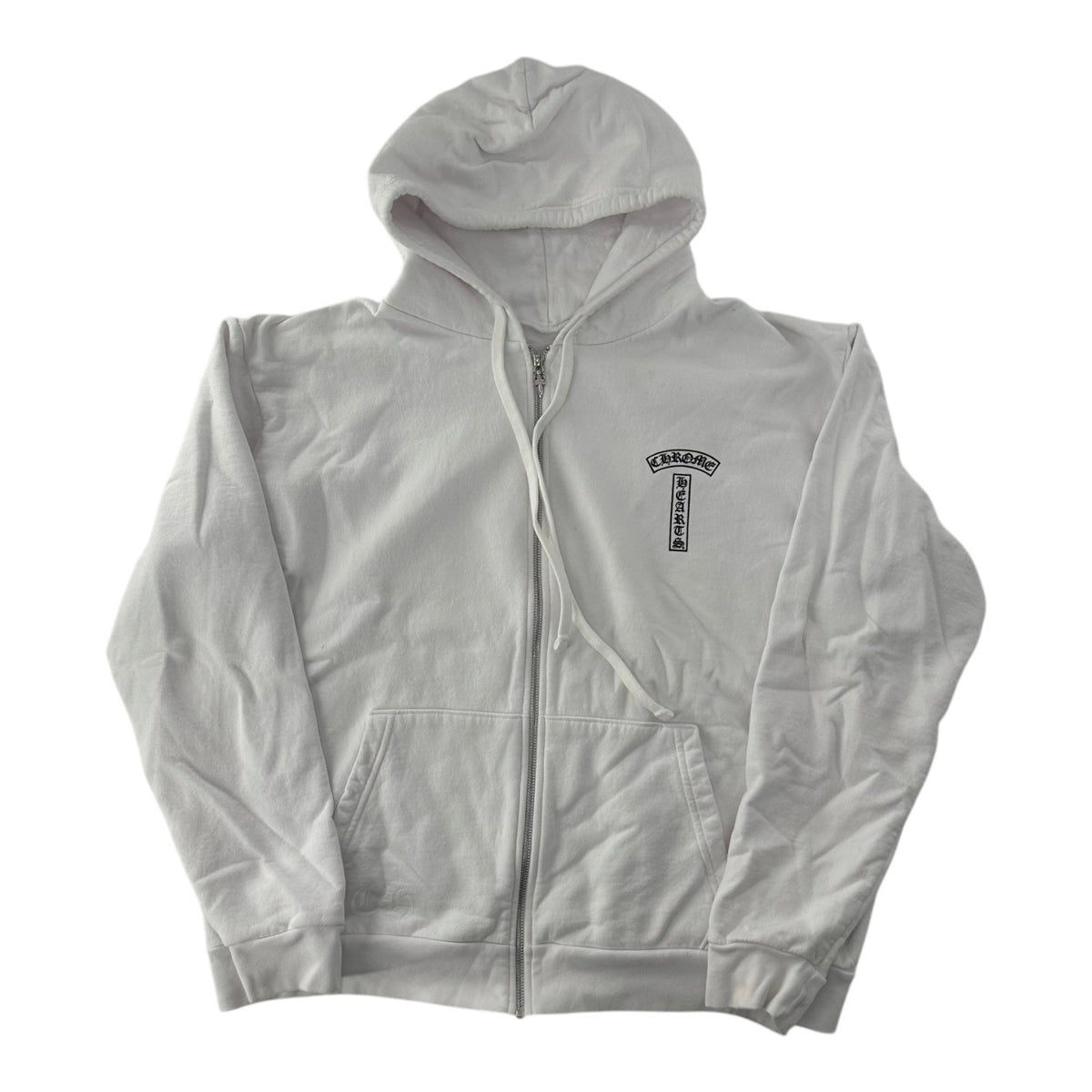 Chrome Hearts T-Bar Logo Zip Up Hoodie White