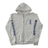 Chrome Hearts Vertical Logo Zip-Up Hoodie White Blue