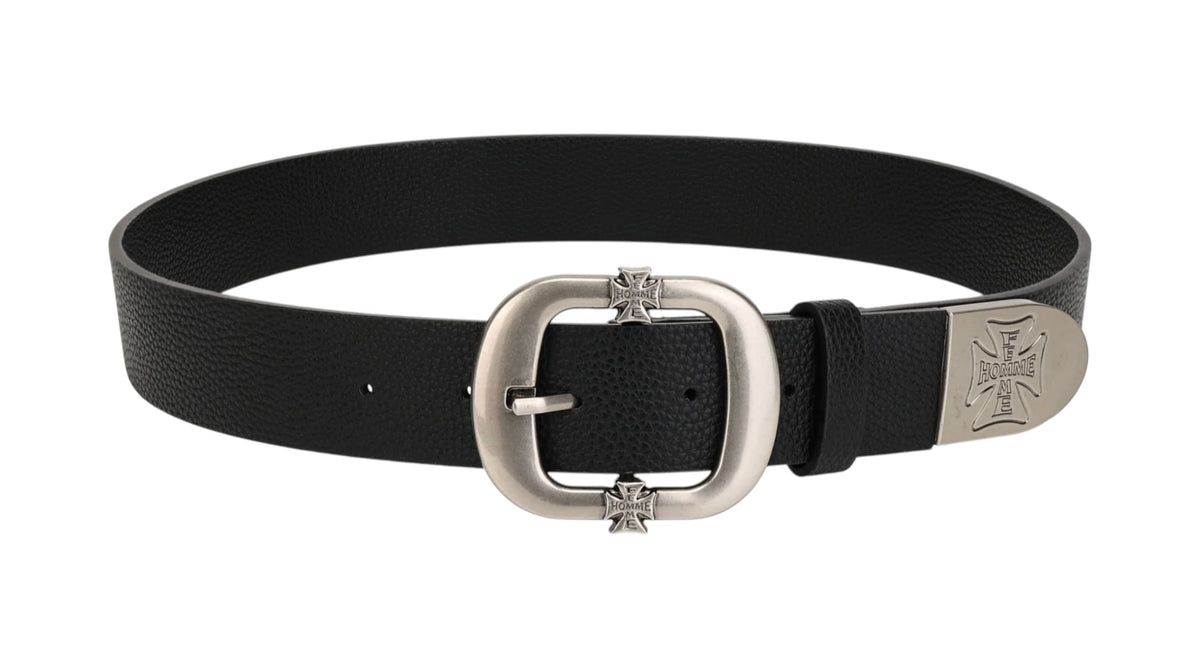 Homme + Femme Iron Crest Classic Belt Black