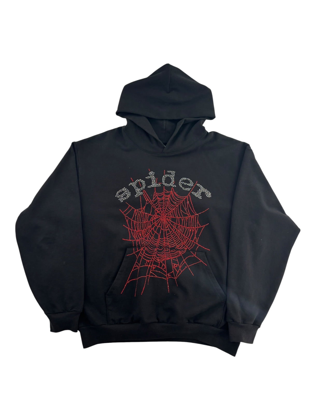 Sp5der OG Rhinestone Logo Hoodie Black