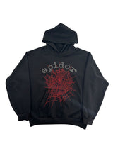 Sp5der OG Rhinestone Logo Hoodie Black
