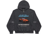 Balenciaga Automobil Lamborghini Zip-Up Small Fit Hoodie Faded