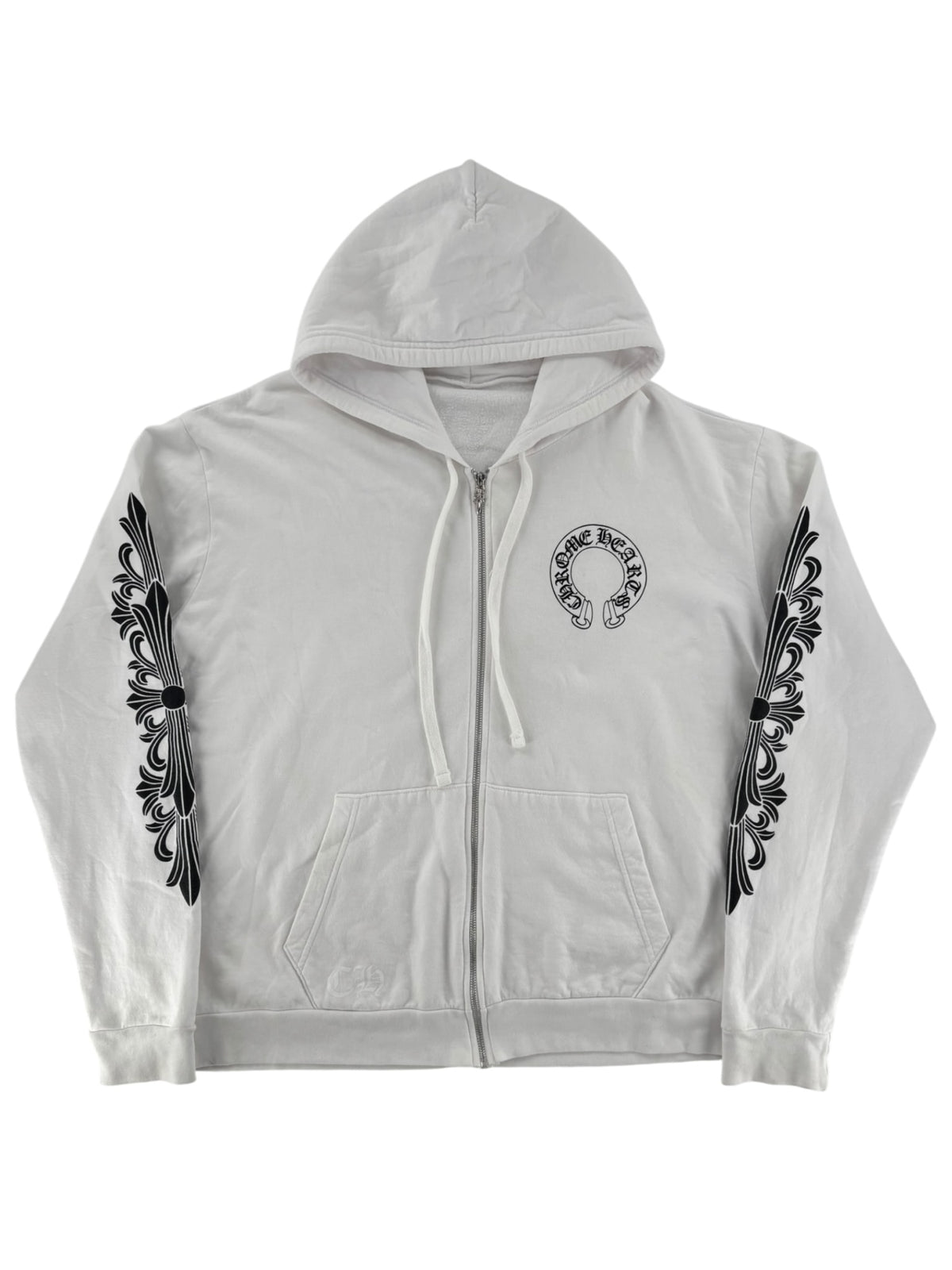 Chrome Hearts Floral Horseshoe Zip-up Hoodie White