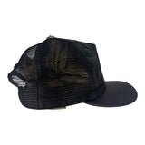 Chrome Hearts Cemetary Cross Leather Stitched Trucker Hat Black