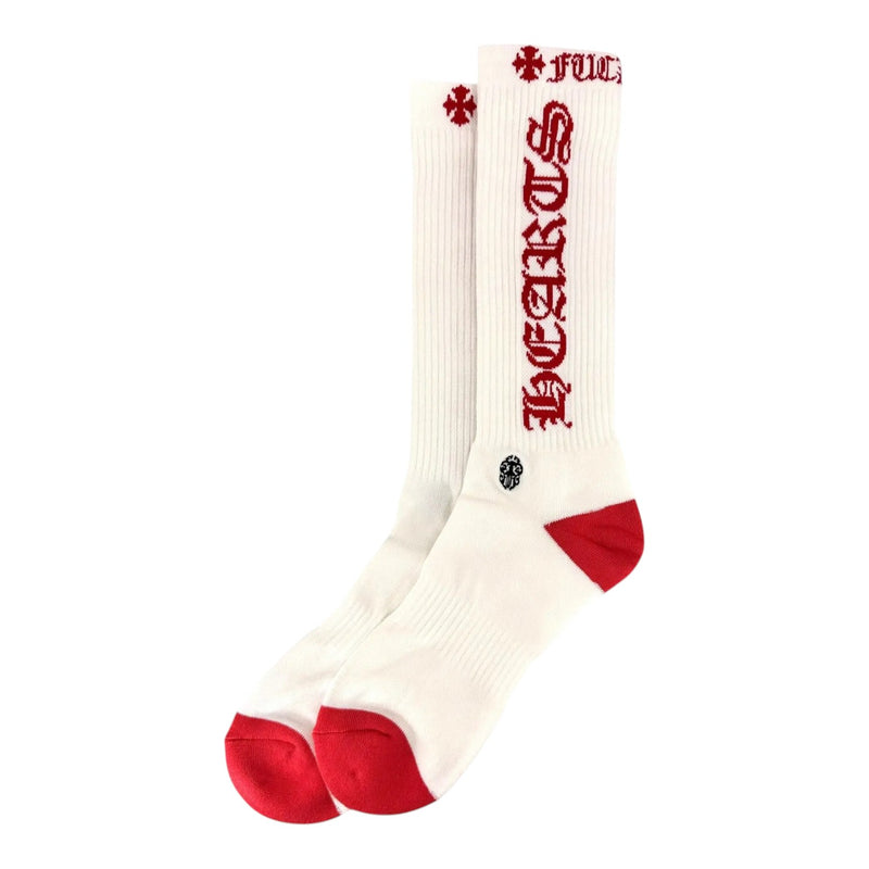 Chrome Hearts Vertical Logo Single Pair Sock White Red