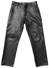 Chrome Hearts Fleur Knee Leather Carpenter Pants Black
