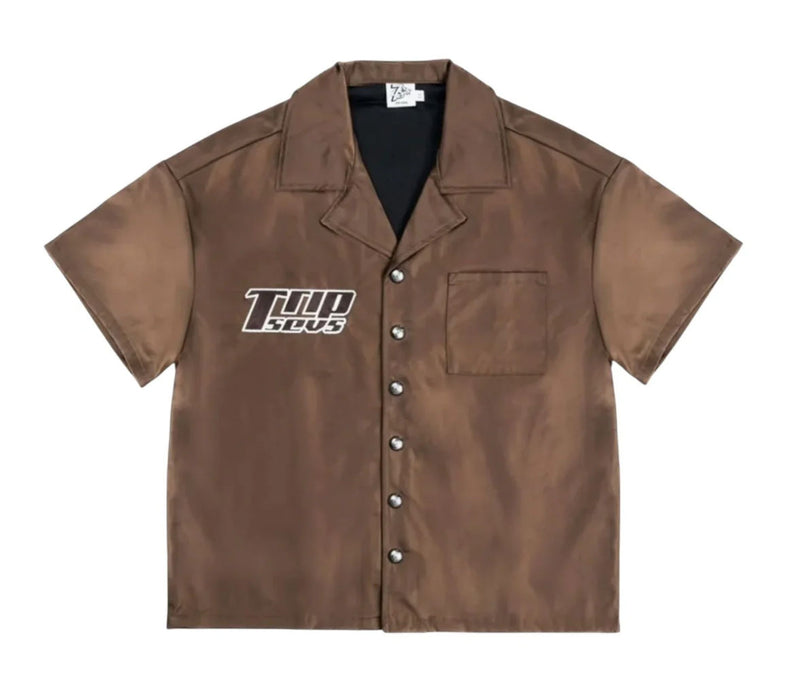 Triple Seven Nylon Button Up Shirt "Brown"