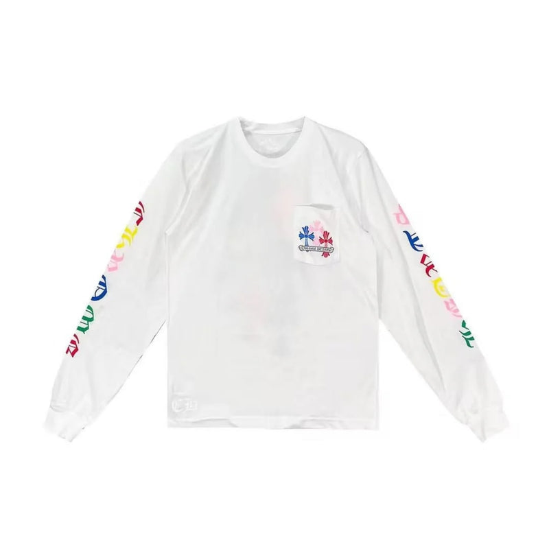 Chrome Hearts Multi Color Cross Cemetery Long Sleeve Shirt White