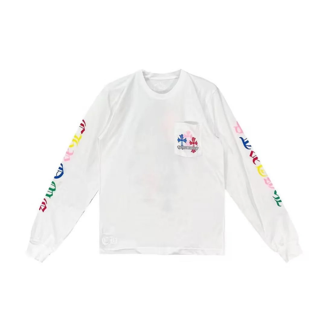Chrome Hearts Multi Color Cross Cemetery Long Sleeve Shirt White