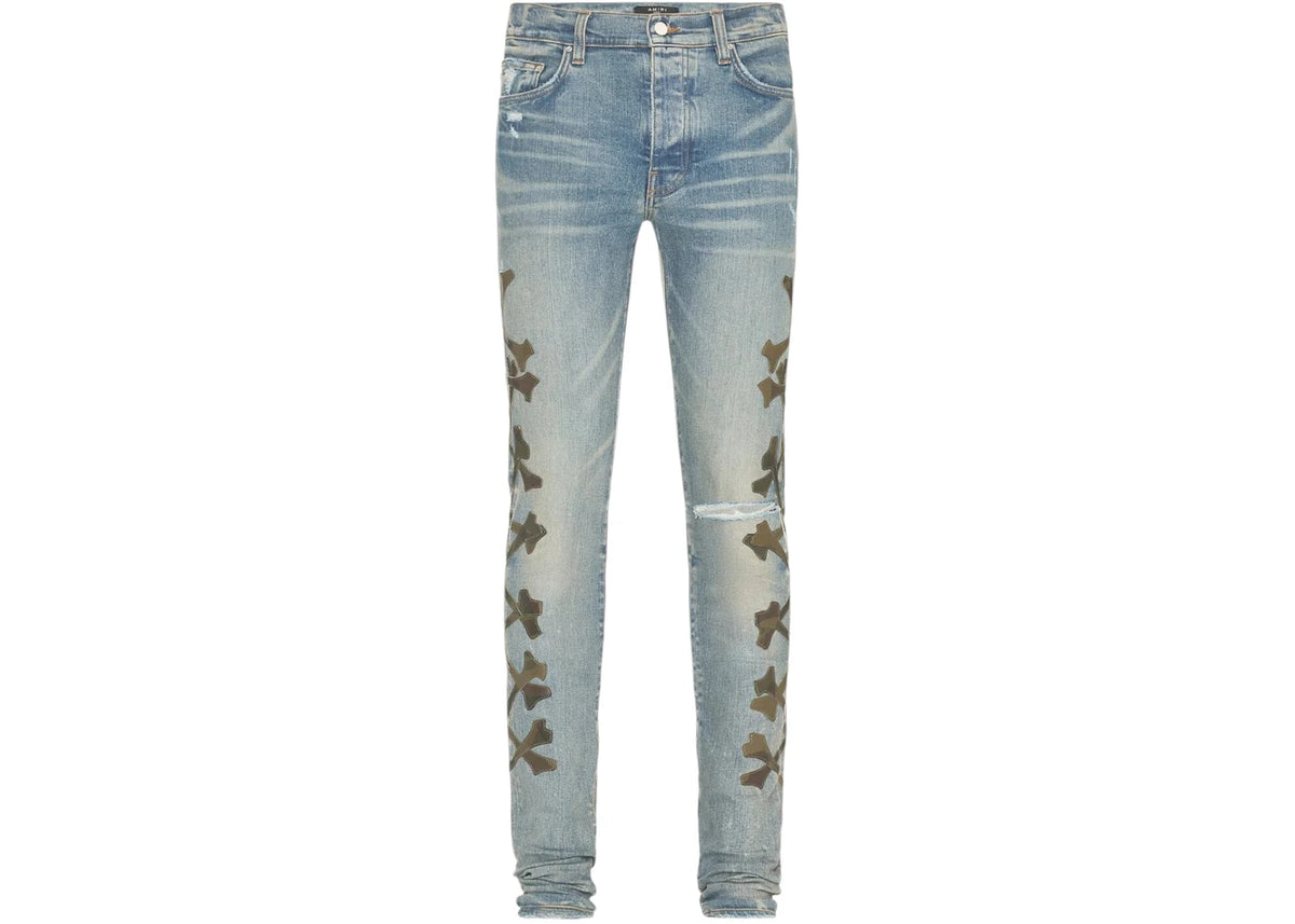 AMIRI Camo Bones Denim Jean Clay Indigo