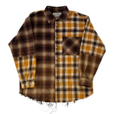 Satoshi Nakamoto Patchwork Logo Flannel Shirt Yellow/Brown