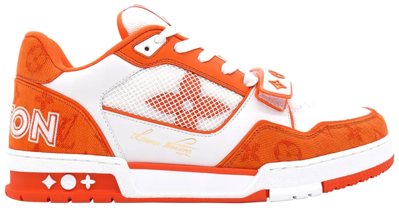 Louis Vuitton Trainer Low Velcro Strap Orange Monogram Denim