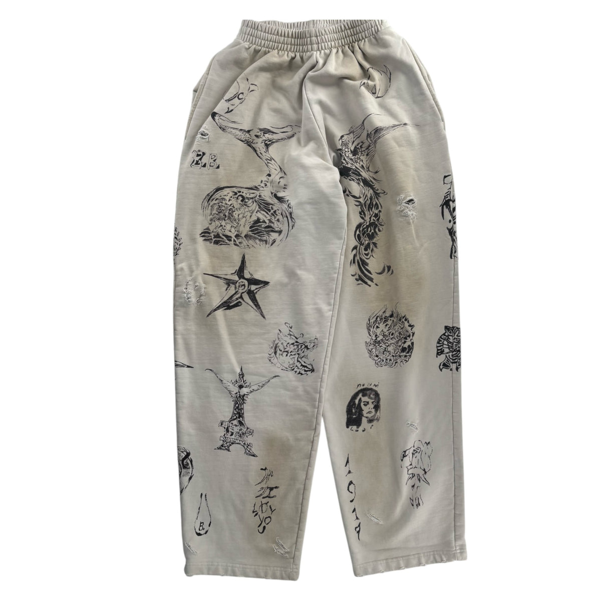 Balenciaga Men's Tat Baggy Sweatpants Beige/Brown