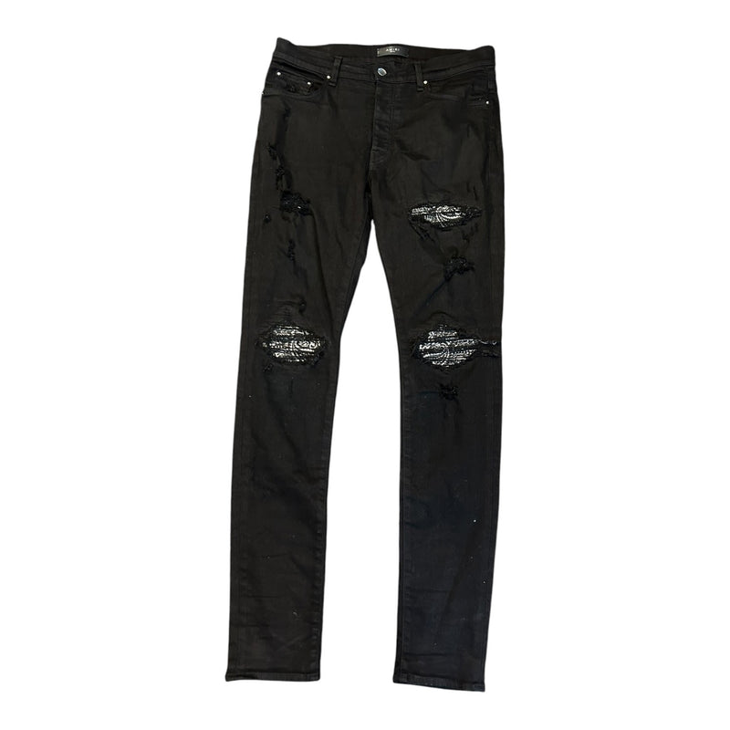 Amiri MX1 Black Bandana Ribbed Jeans