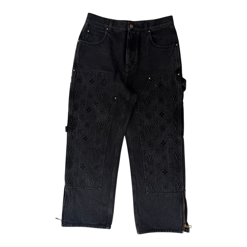 Louis Vuitton Monogram Double Knee Carpenter Denim Jeans Black