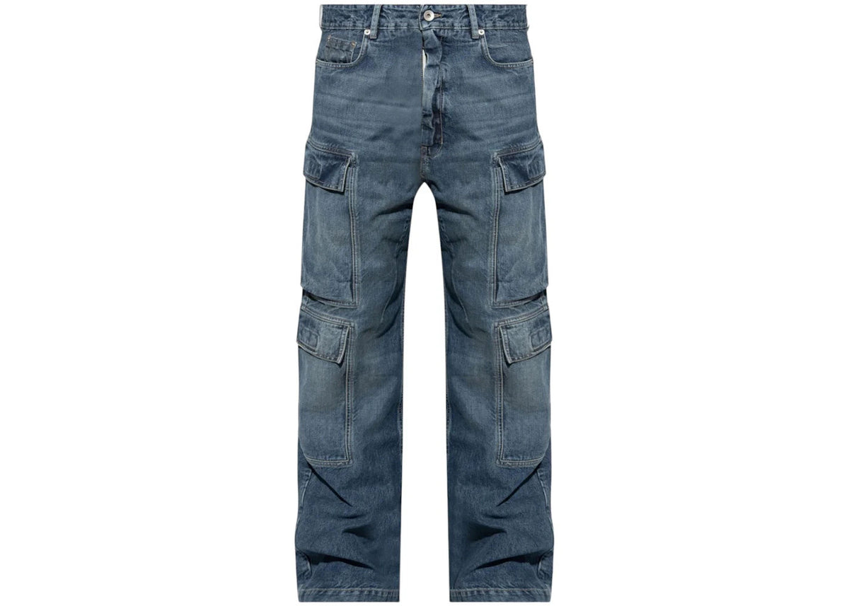 Rick Owens DRKSHDW Double Cargo Jeans Washed Indigo
