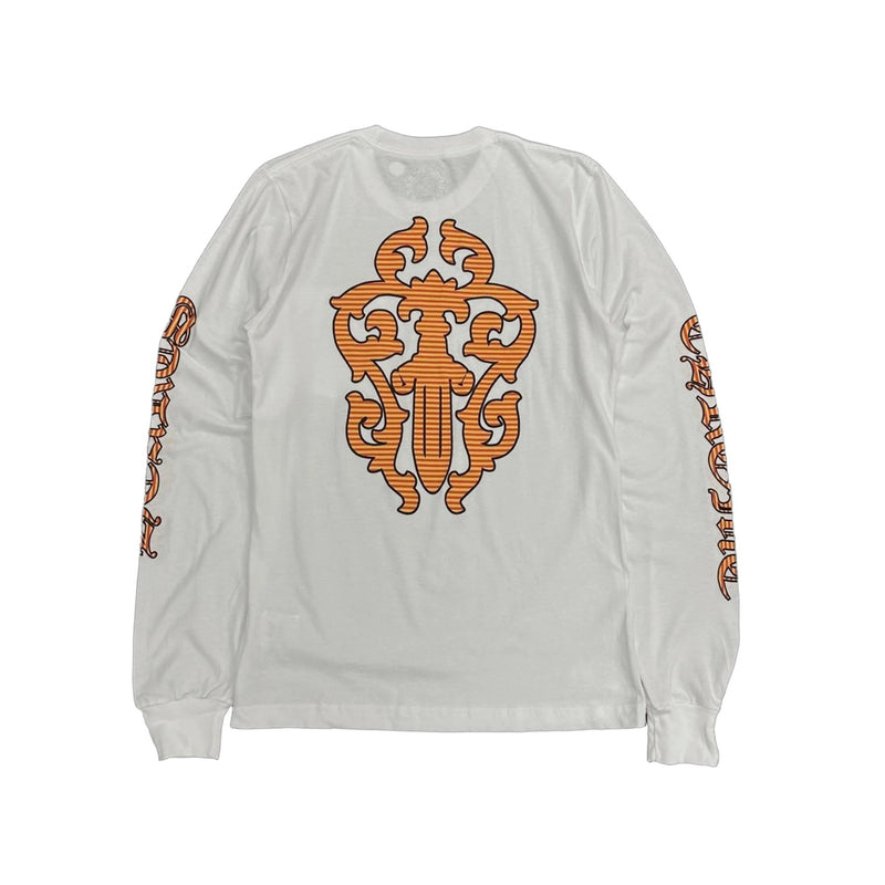 Chrome Hearts Stripe Dagger Logo L/S Tee White