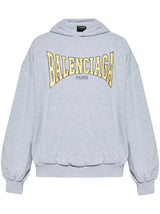 Balenciaga Logo Print Hoodie Grey