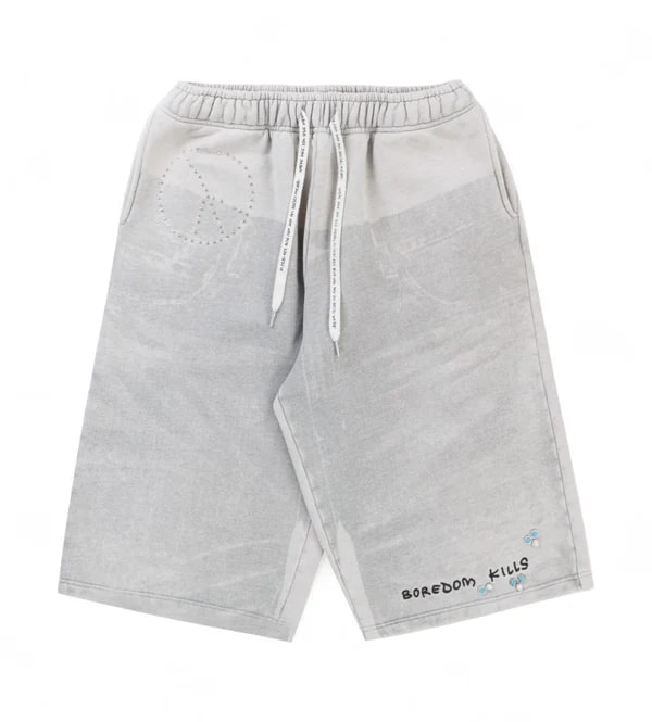 Boredom Kills Denim Print Sweat Shorts