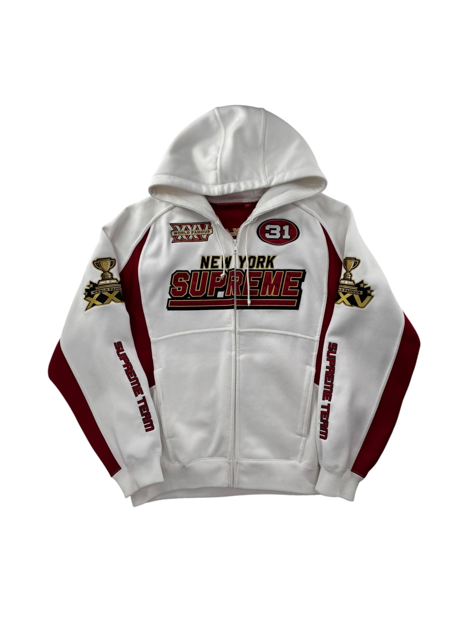 Supreme Football Zip Up Hooded Sweatshirt (FW25) White