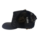 Chrome Hearts Cemetary Cross Leather Stitched Trucker Hat Black