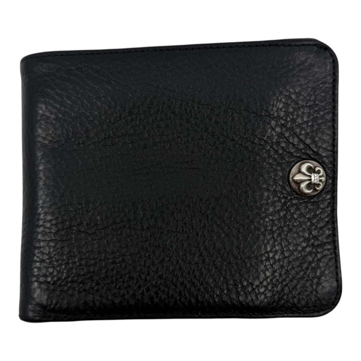 Chrome Hearts 1 Snap Fleur de Lis Button Leather Wallet Black