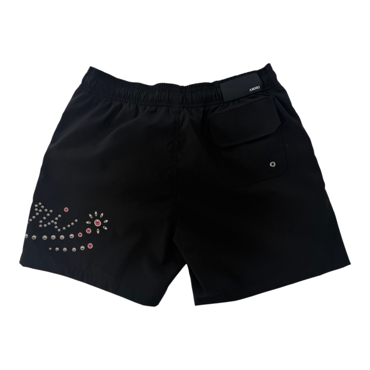 Amiri Logo Studded Drawstring Shorts Black