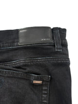 Amiri Logo Patch Distressed Denim Black Cream