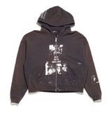 ERD GOD WITH REVOLVER ZIP HOODIE SUN FADED BLACK