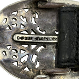 Chrome Hearts Silver Oval Cross Buckle & Belt Strap Black Accessory