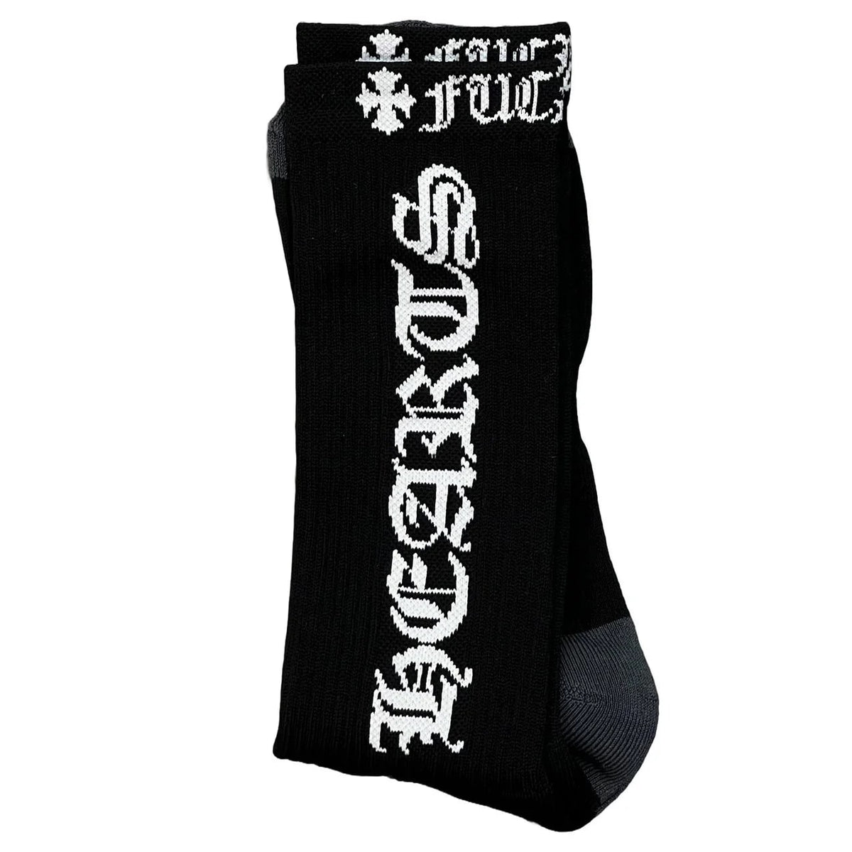 Chrome Hearts Vertical Logo Sock Black White