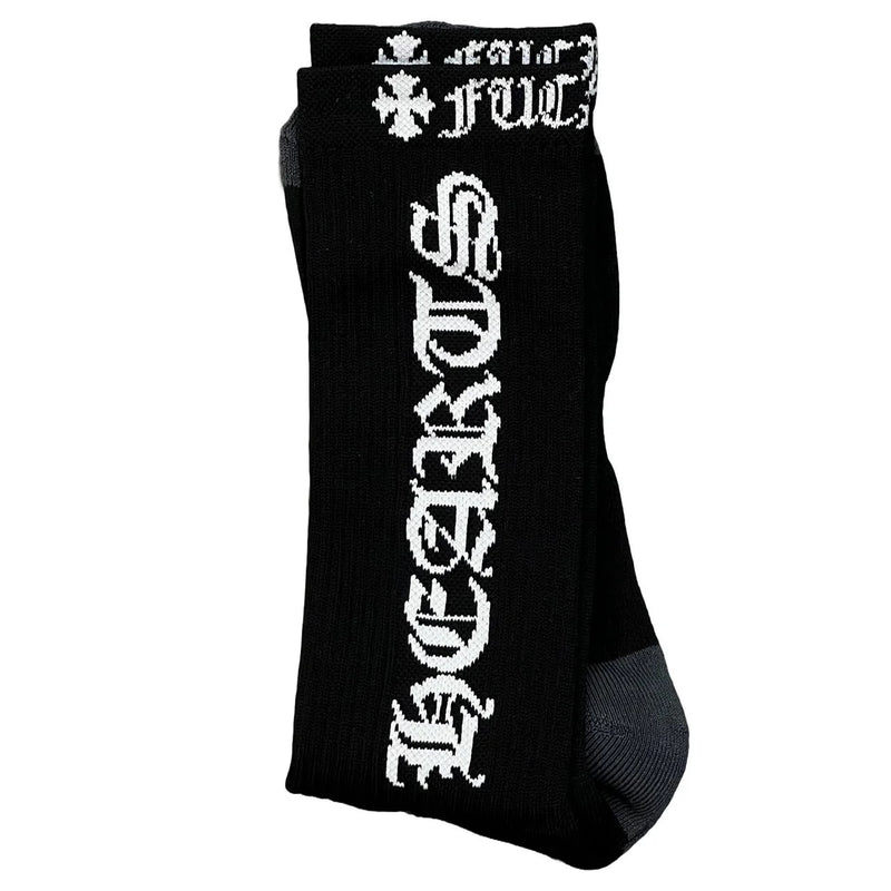 Chrome Hearts Vertical Logo Sock Black White