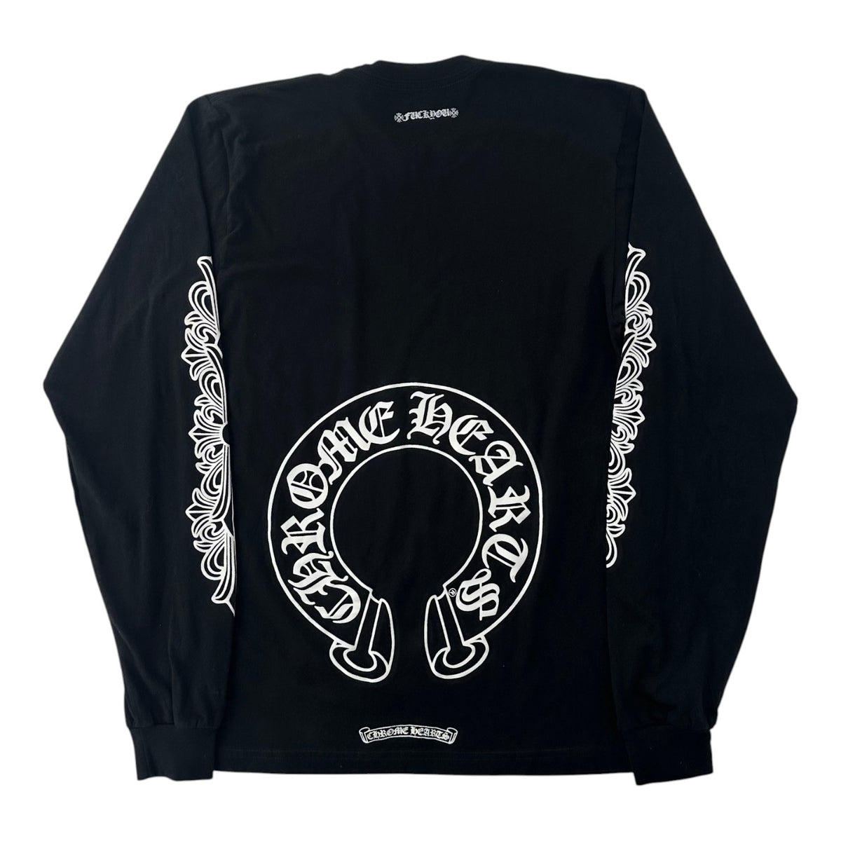 Chrome Hearts Horseshoe Floral Long-Sleeve Pocket Tee Black