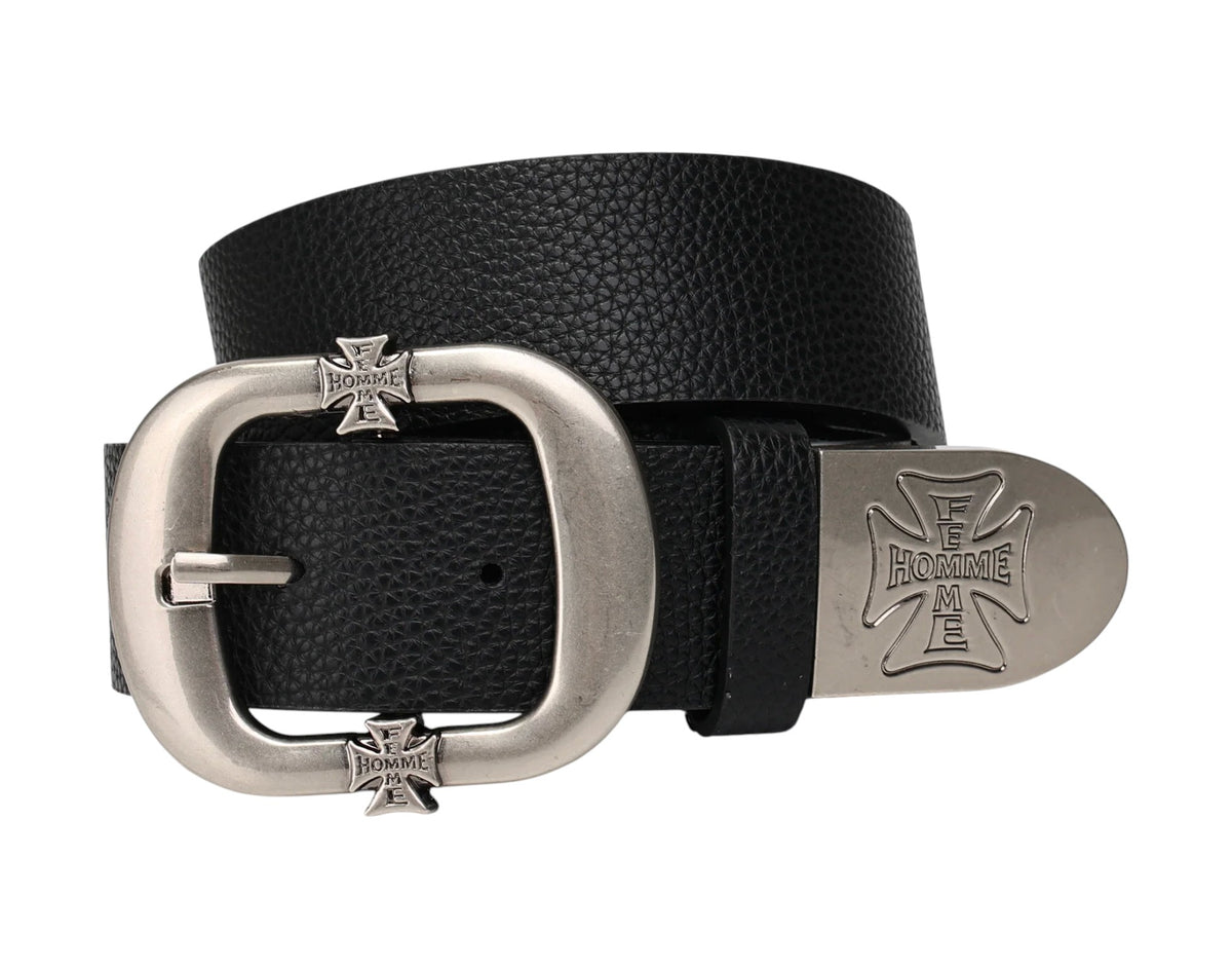 Homme + Femme Iron Crest Classic Belt Black