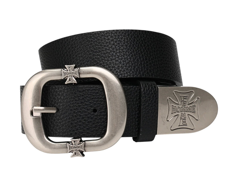 Homme + Femme Iron Crest Classic Belt Black