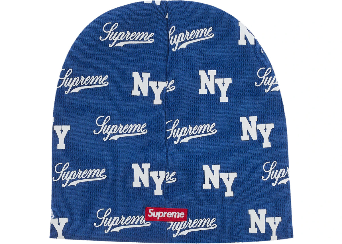 Supreme New Era Monogram Beanie Blue