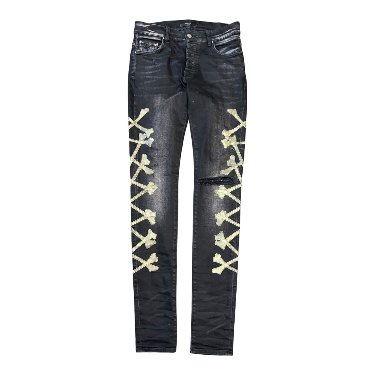 Amiri Camo Bones Jeans Black