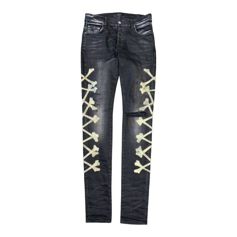Amiri Camo Bones Jeans Black